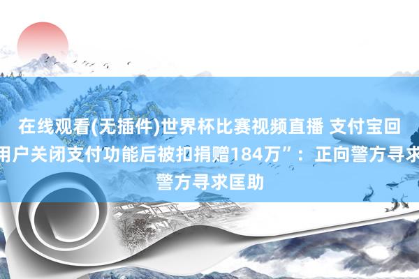在线观看(无插件)世界杯比赛视频直播 支付宝回话“用户关闭支付功能后被扣捐赠184万”：正向警方寻求匡助