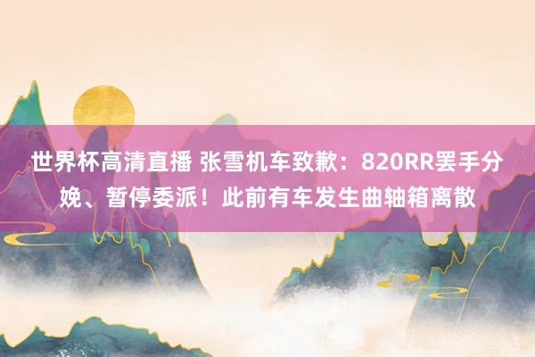 世界杯高清直播 张雪机车致歉:820RR罢手分娩、暂停委派!此前有车发生曲轴箱离散