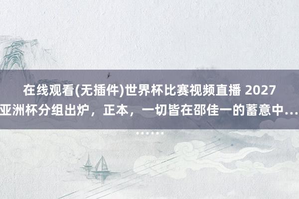 在线观看(无插件)世界杯比赛视频直播 2027年亚洲杯分组出炉，正本，一切皆在邵佳一的蓄意中……