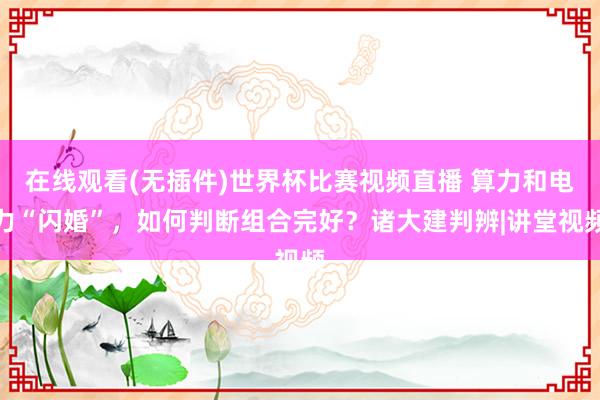 在线观看(无插件)世界杯比赛视频直播 算力和电力“闪婚”，如何判断组合完好？诸大建判辨|讲堂视频