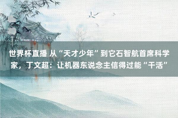 世界杯直播 从“天才少年”到它石智航首席科学家,丁文超:让机器东说念主信得过能“干活”
