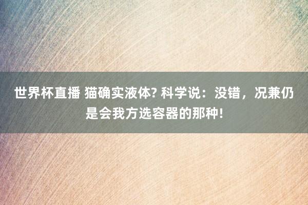 世界杯直播 猫确实液体? 科学说:没错,况兼仍是会我方选容器的那种!