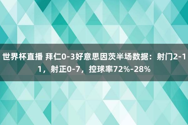 世界杯直播 拜仁0-3好意思因茨半场数据：射门2-11，射正0-7，控球率72%-28%