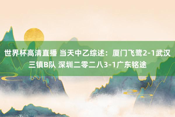 世界杯高清直播 当天中乙综述：厦门飞鹭2-1武汉三镇B队 深圳二零二八3-1广东铭途