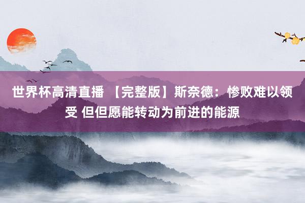 世界杯高清直播 【完整版】斯奈德:惨败难以领受 但但愿能转动为前进的能源