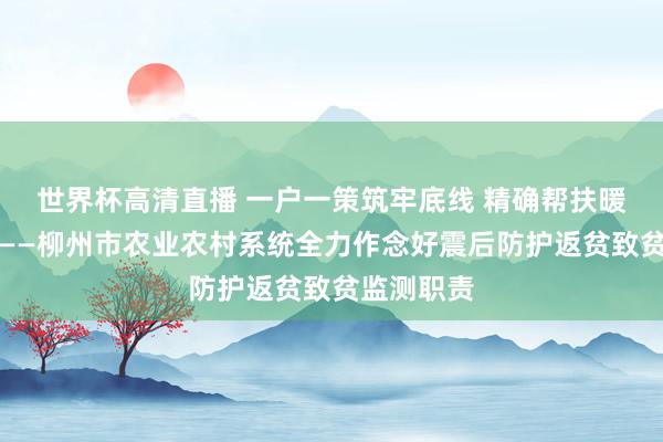 世界杯高清直播 一户一策筑牢底线 精确帮扶暖东谈主心——柳州市农业农村系统全力作念好震后防护返贫致贫监测职责