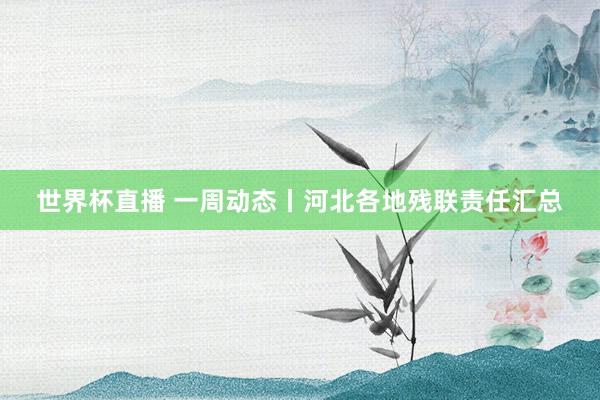 世界杯直播 一周动态丨河北各地残联责任汇总