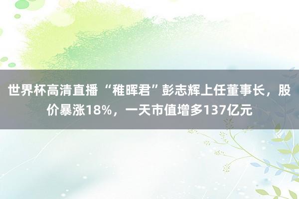 世界杯高清直播 “稚晖君”彭志辉上任董事长,股价暴涨18%,一天市值增多137亿元