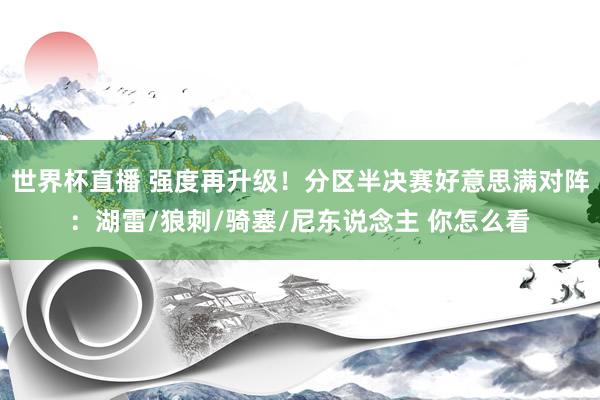 世界杯直播 强度再升级！分区半决赛好意思满对阵：湖雷/狼刺/骑塞/尼东说念主 你怎么看