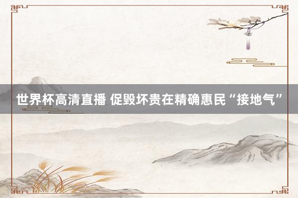 世界杯高清直播 促毁坏贵在精确惠民“接地气”