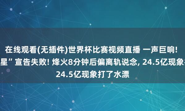 在线观看(无插件)世界杯比赛视频直播 一声巨响! “一箭双星”宣告失败! 烽火8分钟后偏离轨说念, 24.5亿现象打了水漂