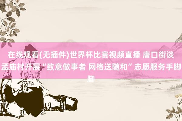 在线观看(无插件)世界杯比赛视频直播 唐口街谈孟庙村开展“致意做事者 网格送随和”志愿服务手脚