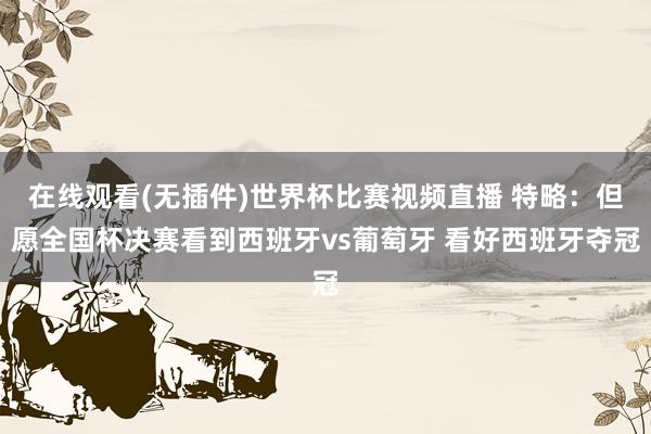 在线观看(无插件)世界杯比赛视频直播 特略:但愿全国杯决赛看到西班牙vs葡萄牙 看好西班牙夺冠