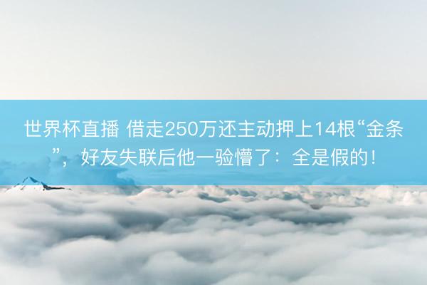 世界杯直播 借走250万还主动押上14根“金条”,好友失联后他一验懵了:全是假的!
