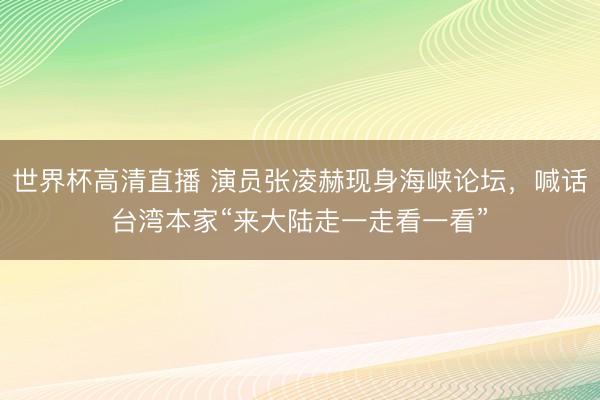 世界杯高清直播 演员张凌赫现身海峡论坛，喊话台湾本家“来大陆走一走看一看”