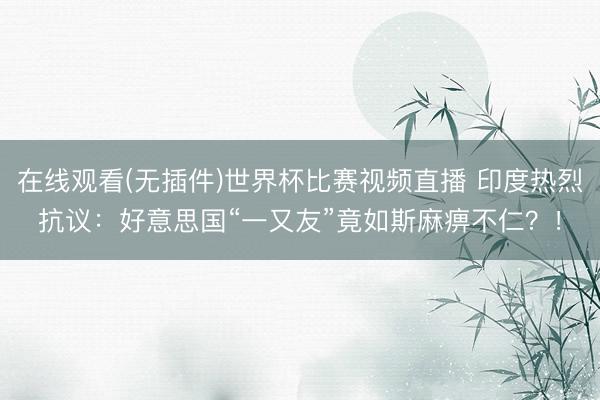 在线观看(无插件)世界杯比赛视频直播 印度热烈抗议:好意思国“一又友”竟如斯麻痹不仁?!