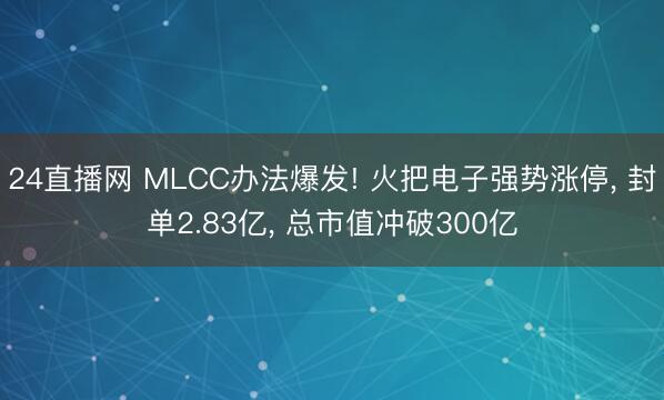24直播网 MLCC办法爆发! 火把电子强势涨停, 封单2.83亿, 总市值冲破300亿