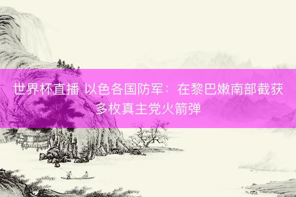 世界杯直播 以色各国防军：在黎巴嫩南部截获多枚真主党火箭弹