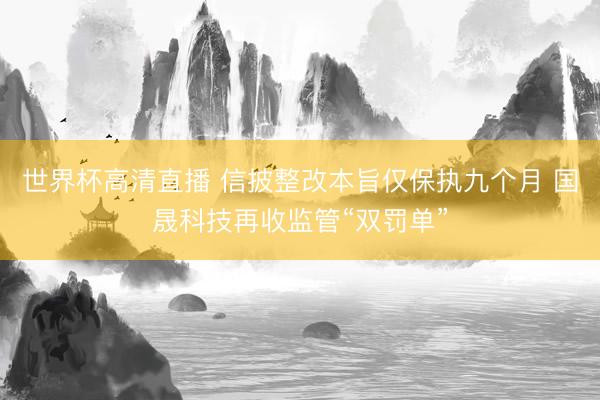 世界杯高清直播 信披整改本旨仅保执九个月 国晟科技再收监管“双罚单”