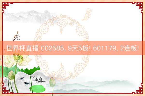 世界杯直播 002585, 9天5板! 601179, 2连板!