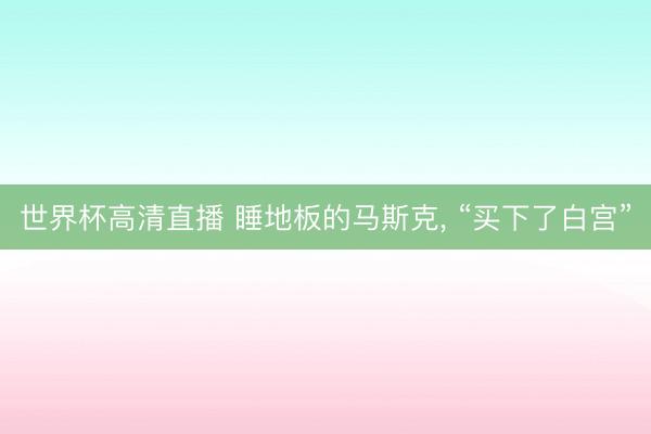 世界杯高清直播 睡地板的马斯克, “买下了白宫”