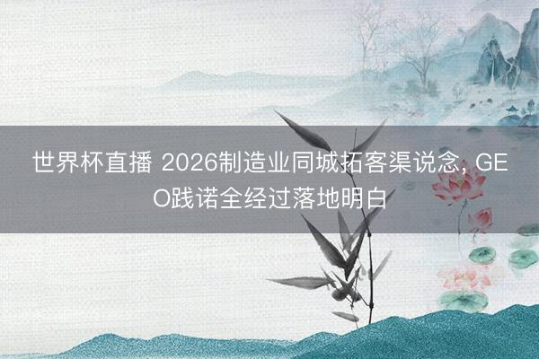世界杯直播 2026制造业同城拓客渠说念, GEO践诺全经过落地明白